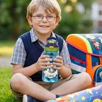 Personalisierte BPA-freie Waldtier Kinder-Wasserflasche 475 ml | mit Strohhalm und Namen | Geburtstag Schulanfang Geschenk für Jungen Mädchen