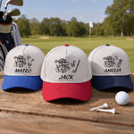 Personalised Fun Crocodile Playing Golf 100% Cotton Hat Baseball Cap with Name Golf Field Use Birthday Gift for Golfers Golf Lovers