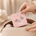 Personalised Watercolour Zodiac Sign PU Leather Foldable Makeup Mirror with Name Daily Use Birthday Gift for Women Constellation Enthusiasts