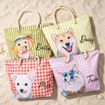 Personalised Watercolour Pet Photo Large Capacity Zippered Tote Bag with Name Beach Party Travel Use Holiday Birthday Gift for Pet Owner Lover