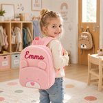 Gepersonaliseerde schattige ribfluwelen teddy rugzak met 3D-naam van gevlochten koord verjaardags- en schoolcadeau voor kinderen