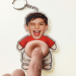 Personalized Flat Design & Stress Relief Squishy Funny Face Photo Acrylic Keychain Daily Use Birthday Gift for Kids Pet Owners Friends