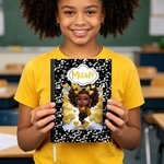 Personalised Cute Black Girl A5 Journal Notebook with Name and Title Daily Use Birthday Back to School Gift for Black Girls Students Kids
