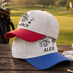 Personalised Fun Crocodile Playing Golf 100% Cotton Hat Baseball Cap with Name Golf Field Use Birthday Gift for Golfers Golf Lovers