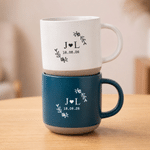 Personalised Multicolour Heart Initial Ceramic Coffee Mug with Date Office Home Use Wedding Birthday Gift for Couple