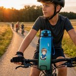 Personalisierte Cartoon-Charakter Sport-Trinkflasche | mit Skala und Namen | 1000 ml | Einschulung Geburtstag Geschenk für Kinder und Familie