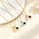 Personalized Photo Projection Necklace with Initial Picture Inside Jewelry Anniversary Birthday Gift for Her