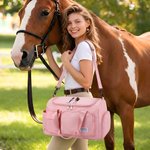 Bolsa de viaje personalizada de estilo western para equitación, con múltiples compartimentos y nombre; ideal para el uso diario y el entrenamiento ecuestre; regalo perfecto para propietarios y amantes