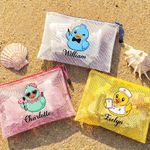 Personalised Multicolour Professional Cartoon Duck Clear Waterproof  Beach Bag with Name Beach Party Travel Birthday for Friends Women