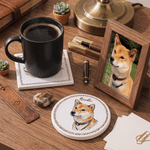 Personalised Hand-Drawn Style Border Pet Photo Square Round Ceramic Coaster with Name Home Decor Birthday Gift for Pet Owner