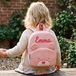 Gepersonaliseerde schattige ribfluwelen teddy rugzak met 3D-naam van gevlochten koord verjaardags- en schoolcadeau voor kinderen