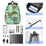 Sac à dos personnalisé sur le thème des dinosaures, multicolore et de grande capacité, avec prénom : cadeau de rentrée scolaire ou d'anniversaire pour les enfants passionnés de dinosaures