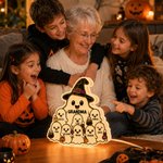Personalized Cute Ghost Family Acrylic Night Light with Names and Title Desk Decor Happy Halloween Gift for Grandma Family
