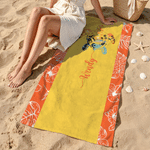 Personalized Sea Turtle Palm Leaf Colourful Beach Towel with Name Outdoor Use Beach Party Birthday Gift for Ocean Lovers Families Kids