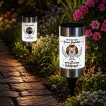 Personalisiertes Solar Grablicht mit Trauerspruch & Foto von Hund & Katze | mit Namen & Datum | Erinnerung Geschenk für trauernde Herrchen & Frauchen