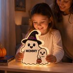 Personalized Cute Ghost Family Acrylic Night Light with Names and Title Desk Decor Happy Halloween Gift for Grandma Family