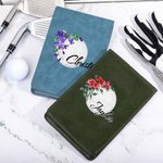 Personalisierte Multicolor Geburt Blume PU Leder Golf Scorecard Holder mit Namen Geburtstag Jahrestag Geschenk für Golfer