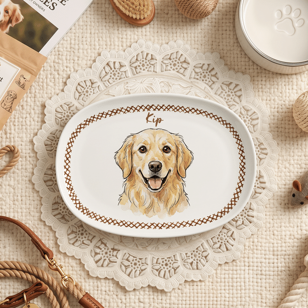 Personalised Watercolour Pet Photo Decorative Plate with Name Home Decor Housewarming Birthday Gift for Family New Home Mover