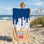 Personalised Ice Cream Drip Quick Dry Beach Towel with Name and Number Pool Party Travel Gift for Sports Lovers