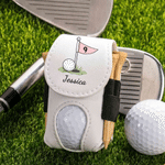 Personalized Numbered Golf Hole Flag PU Leather Golf Ball Bag with Name and Tees Holder Golf Club Birthday Gift for Golfers Golf Lovers