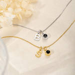 Personalized Photo Projection Necklace with Initial Picture Inside Jewelry Anniversary Birthday Gift for Her