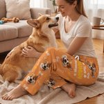 Personalized Multicolor Cartoon Dogs Soft Pajama Pants with Name and Title Daily Wear Birthday Gift for Dog Owner