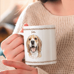 Personalized Hand-Drawn Style Border Pet Photo Ceramic Mug with Name Daily Use Birthday Gift for Pet Owner