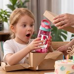 Personalisierte BPA-freie Waldtier Kinder-Wasserflasche 475 ml | mit Strohhalm und Namen | Geburtstag Schulanfang Geschenk für Jungen Mädchen