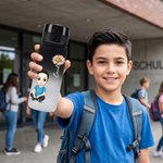 Personalisierte Cartoon-Charakter-Wasserflasche | mit Geburtsblume und  Namen | Farbverlaufe Sportflasche | Geburtstagsgeschenk für Familie