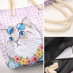 Personalised Watercolour Pet Photo Large Capacity Zippered Tote Bag with Name Beach Party Travel Use Holiday Birthday Gift for Pet Owner Lover