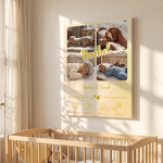 Personalized Multicolor Commemorated 4 Baby Photos Canvas Prints with Name and Baby Information Home Decor Ship from USA Birthday Gift for New Parents