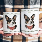 Personalized Hand-Drawn Style Border Pet Photo Ceramic Mug with Name Daily Use Birthday Gift for Pet Owner