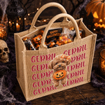 Personalized Cute Pet Photo Pumpkin Large Capacity Tote Bag with Name Halloween Party Trick or Treat Gift for Kids Pet Owners