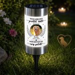 Personalisiertes Solar Grablicht mit Trauerspruch & Foto von Hund & Katze | mit Namen & Datum | Erinnerung Geschenk für trauernde Herrchen & Frauchen
