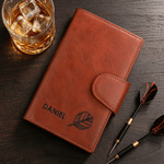 Personalized Retro Dart Name Foldable PU Leather Wallet with Card Slots Dart Storage Anniversary Birthday Gift for Man Dad Husband