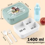 Personalisierte Cartoon-Tiermotiv-Brotdose | mit Foto Namen und Text | inklusive Besteck | mikrowellengeeignet | Lunchbox | Geschenk für Kinder