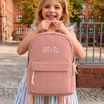 Gepersonaliseerde ribfluwelen rugzak met geborduurde naam verjaardags- en schoolcadeau voor kinderen en kleuters