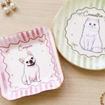 Personalised Watercolour Style Pet Photo Striped Ceramic Trinket Jewellery Dish with Name Home Decor Birthday Gift for Women Pet Lovers
