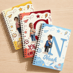 Personalised Cute 3D-Effect Artwork Cartoon Photo Spiral Notebook with Name and Ballpoint Pen Daily Use Back to School Birthday Gift for Kids Students