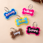 Personalised 3D Printed Bone Pet Name Tag with Phone Number  Dog ID Keyring Birthday Gift for Pet Owners Lovers