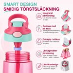 Personlig vattenflaska med namn skogsdjur och sugrör 475 ml för barn perfekt gåva till pojkar och flickor