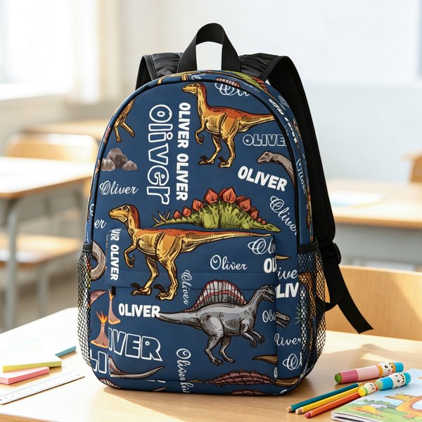 Personalized Dinosaur Theme Multicolor Large Capacity Backpack with Name Back to School Birthday Gift for Kids Dinosaur Lovers