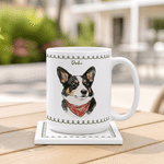 Personalized Hand-Drawn Style Border Pet Photo Ceramic Mug with Name Daily Use Birthday Gift for Pet Owner