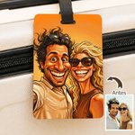 Etiqueta y funda de equipaje personalizadas con foto cómica exagerada para maletas de 45 a 81 cm regalo de cumpleaños para parejas y familia