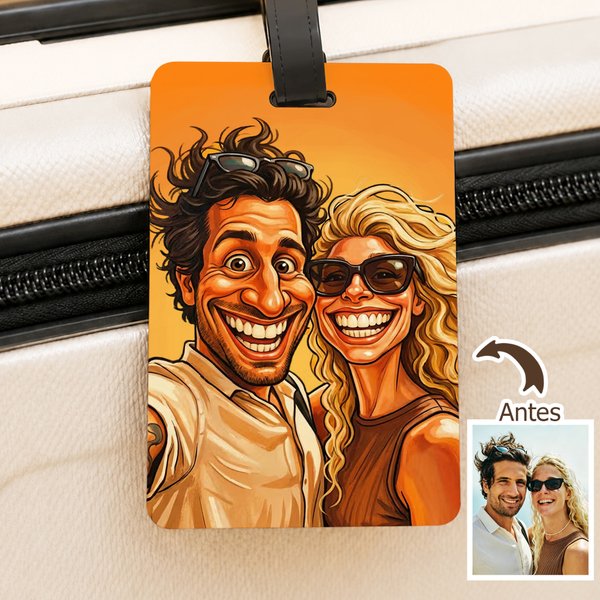 Etiqueta y funda de equipaje personalizadas con foto cómica exagerada para maletas de 45 a 81 cm regalo de cumpleaños para parejas y familia