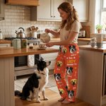 Personalized Multicolor Cartoon Dogs Soft Pajama Pants with Name and Title Daily Wear Birthday Gift for Dog Owner