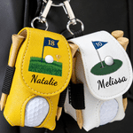 Personalized Numbered Golf Hole Flag PU Leather Golf Ball Bag with Name and Tees Holder Golf Club Birthday Gift for Golfers Golf Lovers