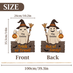 Personalized Double-Sided Ghost Pumpkin Witch Hat Broom Wood Sign with Text and Name Outdoor Decor Halloween Gift for Family Neighbour