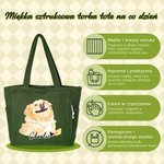Personalizowana sztruksowa torba z akwarelowym wzorem zwierzęcia i imieniem praktyczna na co dzień do pracy oraz jako prezent dla miłośniczek zwierząt