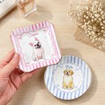 Personalised Watercolour Style Pet Photo Striped Ceramic Trinket Jewellery Dish with Name Home Decor Birthday Gift for Women Pet Lovers